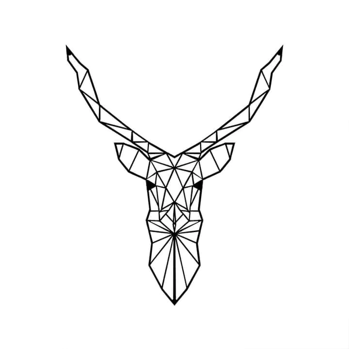 Metalowa ozdoba ścienna jeleń geometryczny 600x500