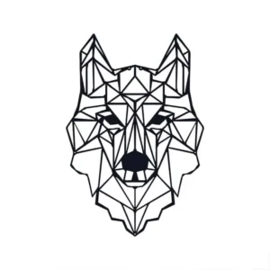 Pies geometryczny w kolorze czarnym metalowa ozdoba ścienna 700 x 460 mm