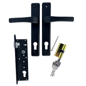 Zestaw do furtki komplet furtkowy klamka czarna zamek 90/34 wkładka