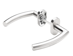 Klamka do drzwi Renna ze stali nierdzewnej z szyldem owalnym inox