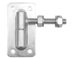 Zawias regulowany toczony fi30+M18 z kulą i szyldem 160 x 85 mm