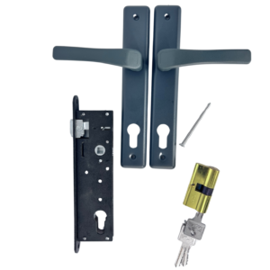 Zestaw do furtki komplet furtkowy klamka antracyt zamek 90/34 wkładka