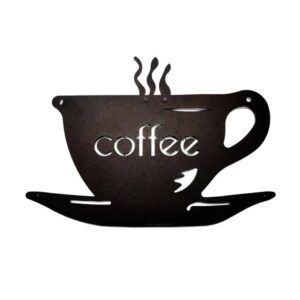 Filiżanka kawy -metalowa ozdoba ścienna w kolorze czarnym 360 x 500 mm
