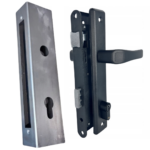 Kaseta 60x40 z zamkiem klamka wkładką w kolorze czarnym zestaw do furtki 2