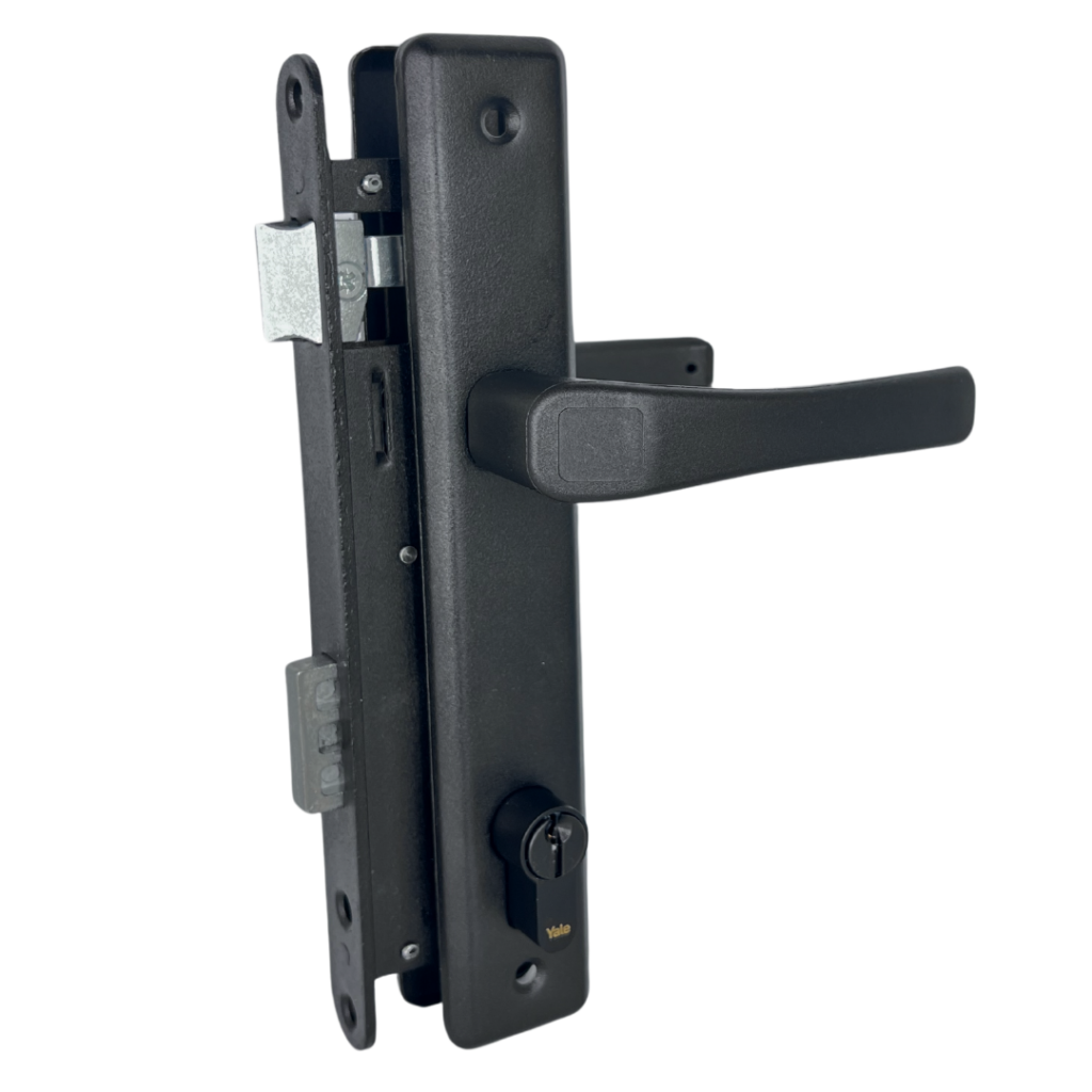 Kaseta 60x40 z zamkiem klamka wkładką w kolorze czarnym zestaw do furtki 3