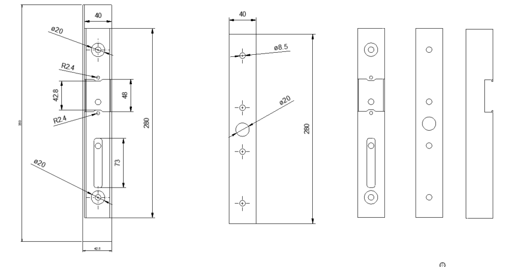 Kaseta elektrozaczepu czarna RAL 9005 L350 6