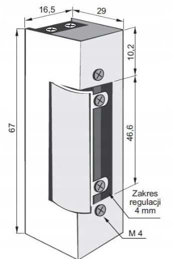 Kaseta elektrozaczepu czarna RAL 9005 L350 z elektrozaczepem podstawowym 7
