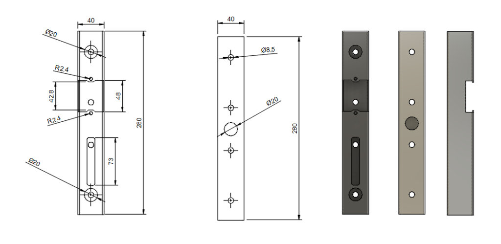 Kaseta elektrozaczepu L280 RAL 9005 6