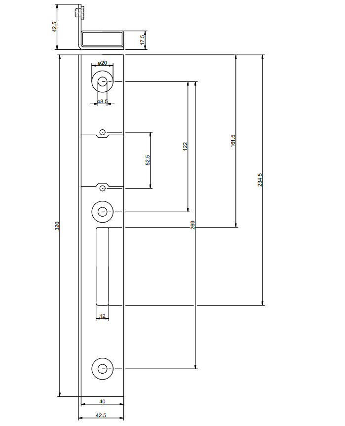 Kaseta elektrozaczepu niska kolor czarny RAL9005 4
