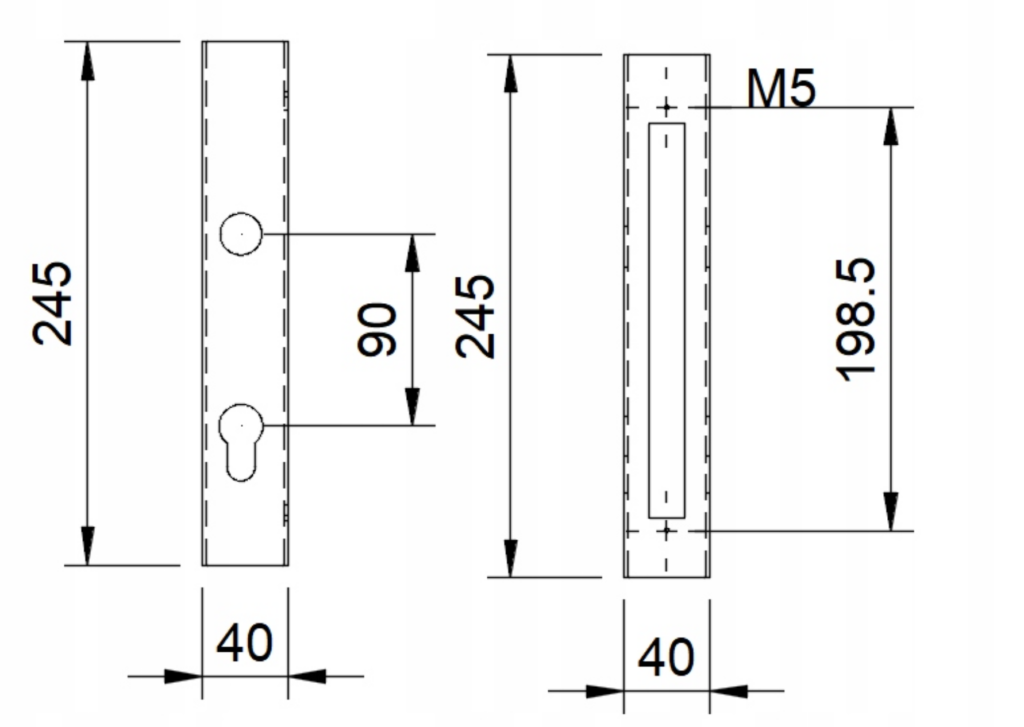 Kaseta ocynkowana 40x40 z zamkiem 90/22 uniwersalny do Furtki drzwi 6