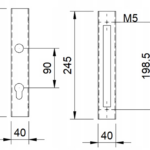 Kaseta ocynkowana 40x40 z zamkiem 90/22 uniwersalny do Furtki drzwi 6