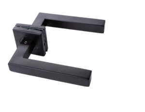 Klamka do drzwi Geneva ze stali nierdzewnej, z szyldem kwadratowym, czarna