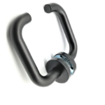 Klamka do drzwi Romini ze stali nierdzewnej z szyldem okrągłym, czarna 2