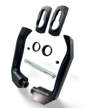 Klamka do furtki bramy ogrodzeniowej PRESTIGE czarna zestaw montażowy