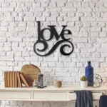Metalowa dekoracja ścienna napis LOVE w kolorze czarnym 430x500mm 3