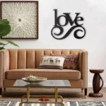 Metalowa dekoracja ścienna napis LOVE w kolorze czarnym 430x500mm 4