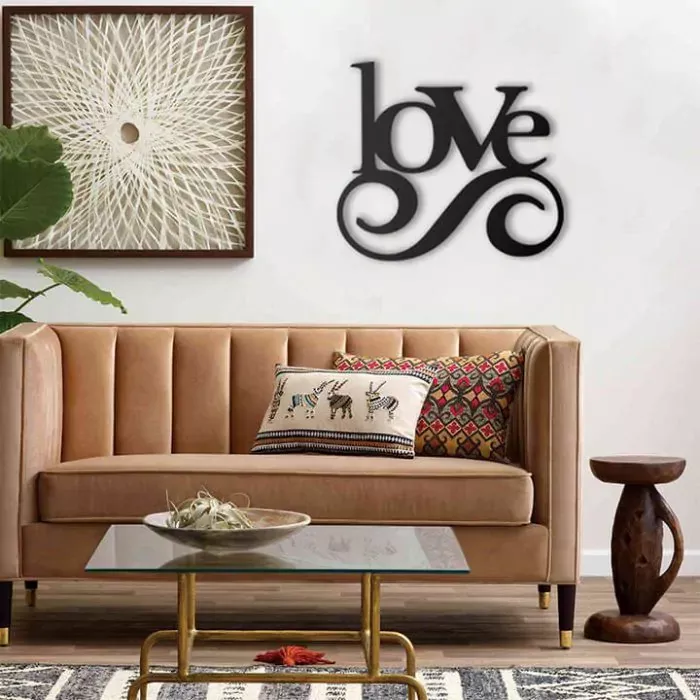 Metalowa dekoracja ścienna napis LOVE w kolorze czarnym 430x500mm 4