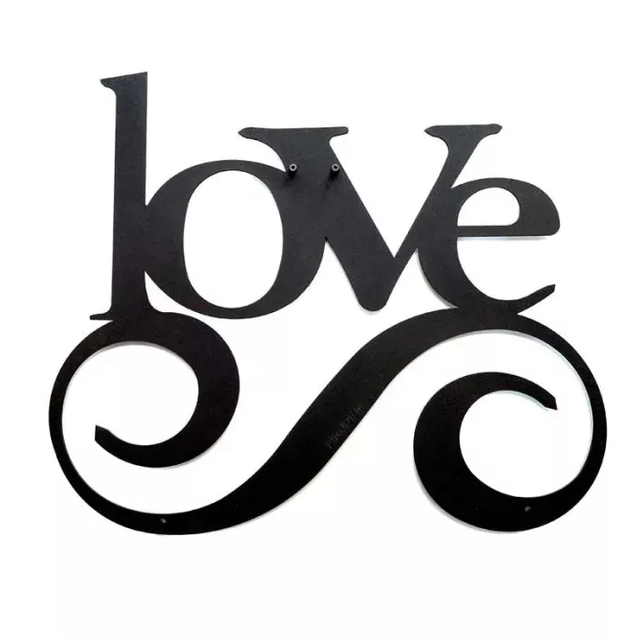 Metalowa dekoracja ścienna napis LOVE w kolorze czarnym 430x500mm