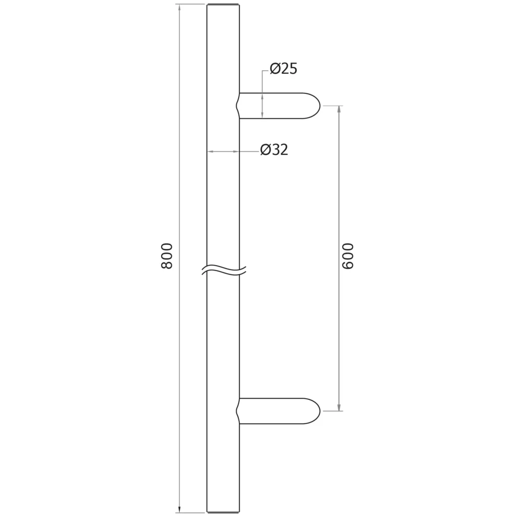 Pochwyt antaba jednostronny kątowy nierdzewny fi32x800 mm AISI 304 uniwersalny 5