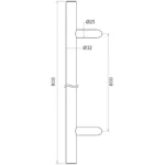 Pochwyt antaba jednostronny kątowy nierdzewny fi32x800 mm AISI 304 uniwersalny 5
