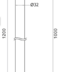 Pochwyt antaba jednostronny okrągły czarny 45° 32x1200 mm 8