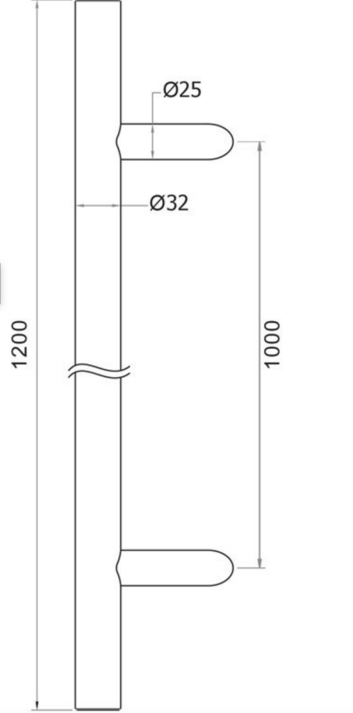 Pochwyt antaba jednostronny okrągły czarny 45° 32x1200 mm 8