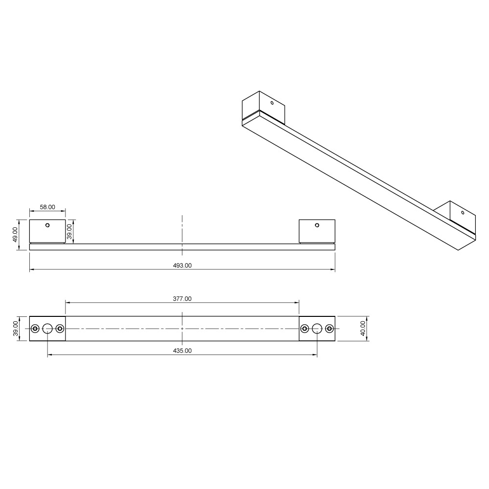 Pochwyt do drzwi dwustronny prostokątny stalowy w kolorze czarnym 40x500mm uniwersalny 5