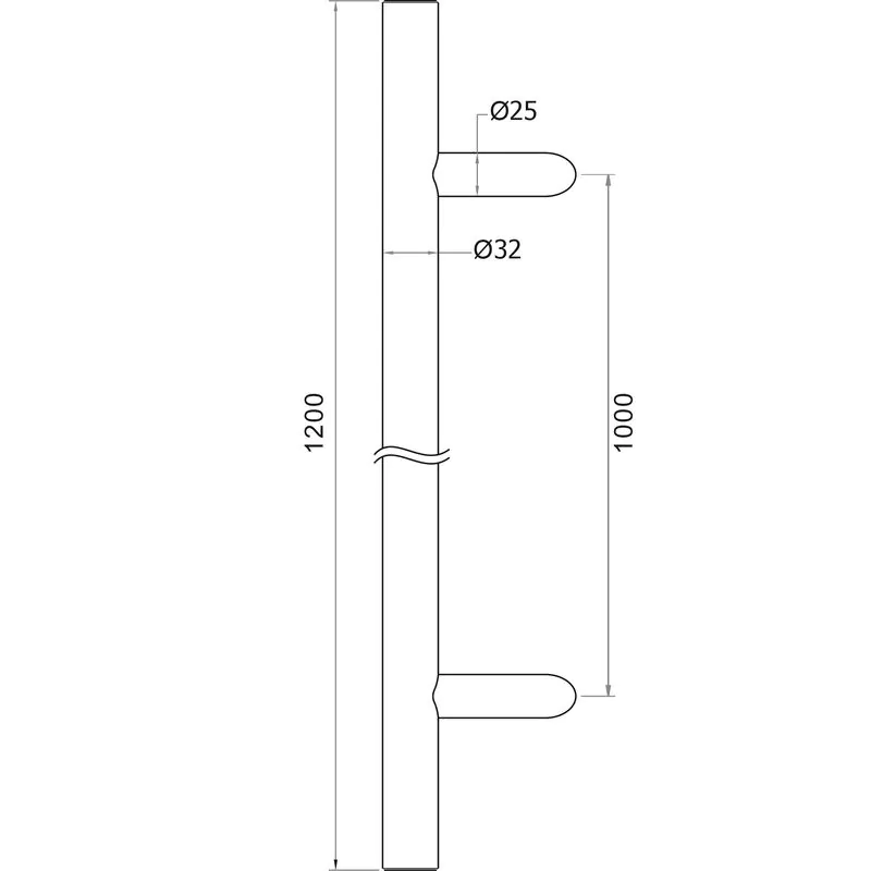 Pochwyt do drzwi jednostronny antaba nierdzewna fi32x1200 mm AISI 304 uniwersalny 5