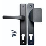 Pochwyt-klamka czarny z rozstawem 90 na wkładkę do drzwi furtki bramki