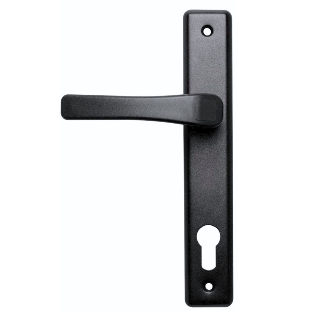 Pochwyt-klamka czarny z rozstawem 90 na wkładkę do drzwi furtki bramki 3