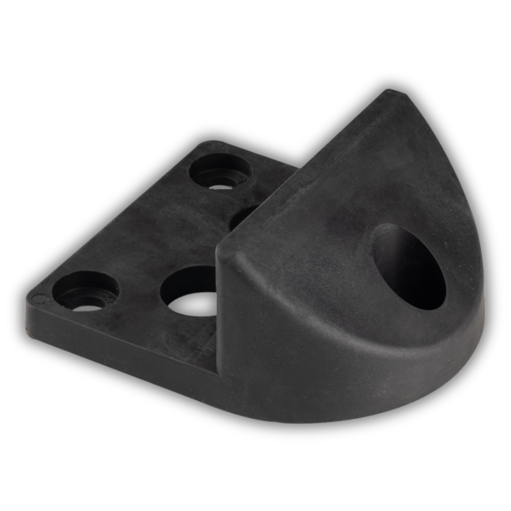 Stoper do bramy stalowy z gumowym odbojem – do przykręcania, 130x150/H65 mm 2