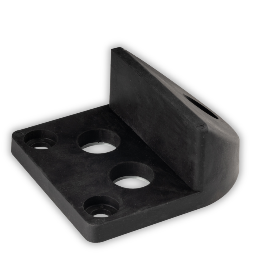 Stoper do bramy stalowy z gumowym odbojem – do przykręcania, 130x150/H65 mm 3