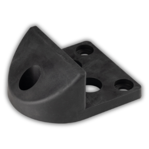 Stoper do bramy stalowy z gumowym odbojem – do przykręcania, 130x150/H65 mm