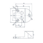 Stoper do bramy stalowy z gumowym odbojem – do przykręcania, 130x150/H65 mm 4