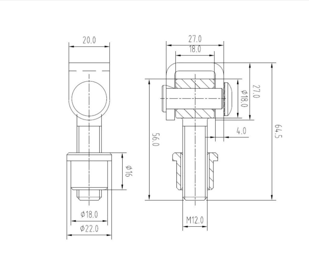 Zawias do wspawania M12 do furtek i bram skrzydłowych 2