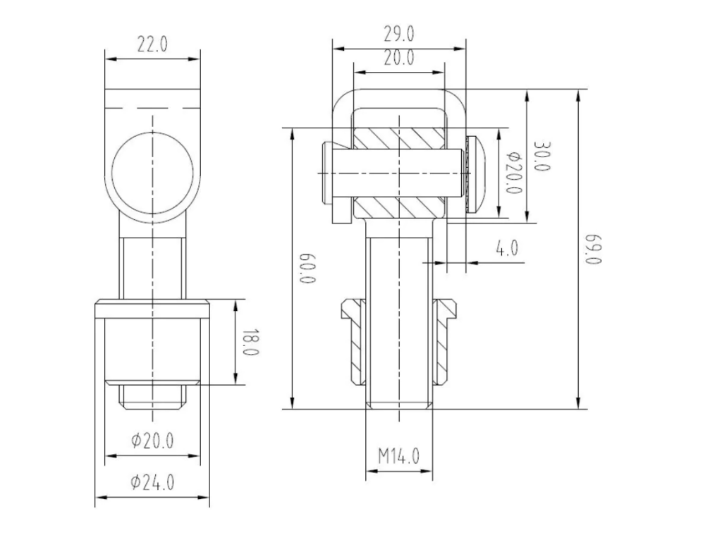 Zawias do wspawania M14 do furtek i bram skrzydłowych 2