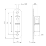 Zawias toczony, kulowy D24 z szyldem H150 x L40 mm 2
