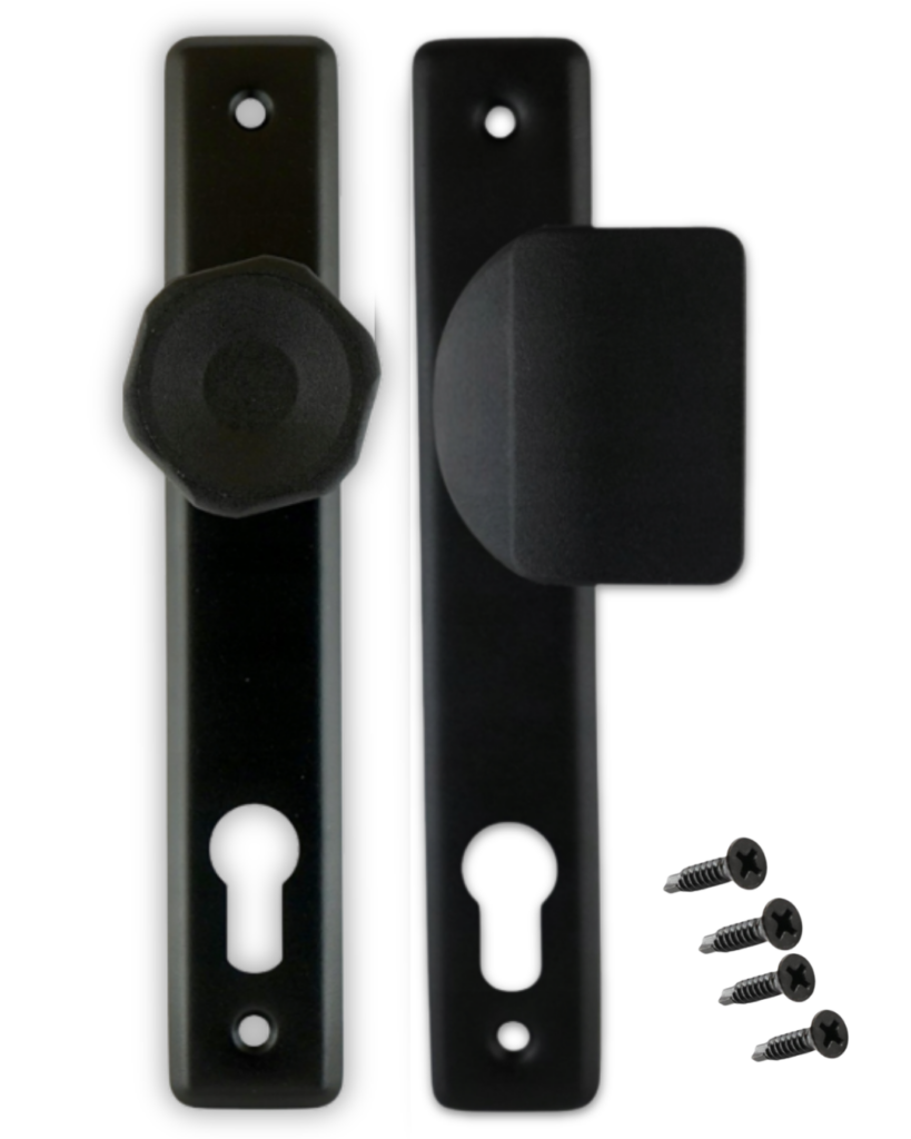 Zestaw do furtki komplet furtkowy gałko-pochwyt prawy zamek wąski wkładka 2