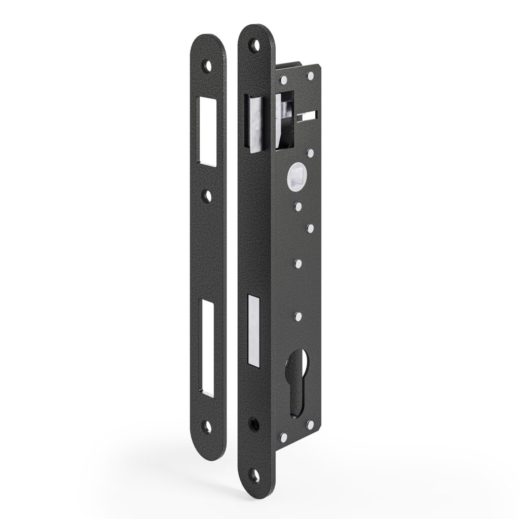 Zestaw do furtki komplet furtkowy gałko-pochwyt prawy zamek wąski wkładka 4