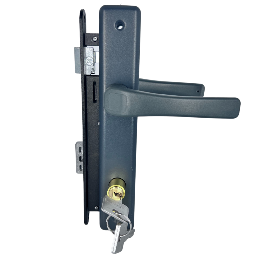 Zestaw do furtki komplet furtkowy klamka antracyt zamek 90/34 wkładka 3