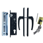 Zestaw do furtki komplet furtkowy klamka czarna zamek 90/34 wkładka opór 3