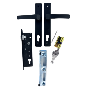 Zestaw do furtki komplet furtkowy klamka czarna zamek 90/34 wkładka opór