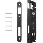 ZESTAW KOMPLET DO FURTKI BRAMKI OGRODZENIA ZAMEK KLAMKA WKŁADKA 90MM MATI 2