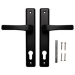 ZESTAW KOMPLET DO FURTKI BRAMKI OGRODZENIA ZAMEK KLAMKA WKŁADKA 90MM MATI 3