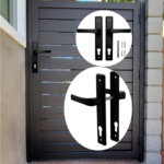 ZESTAW KOMPLET DO FURTKI BRAMKI OGRODZENIA ZAMEK KLAMKA WKŁADKA 90MM MATI 7